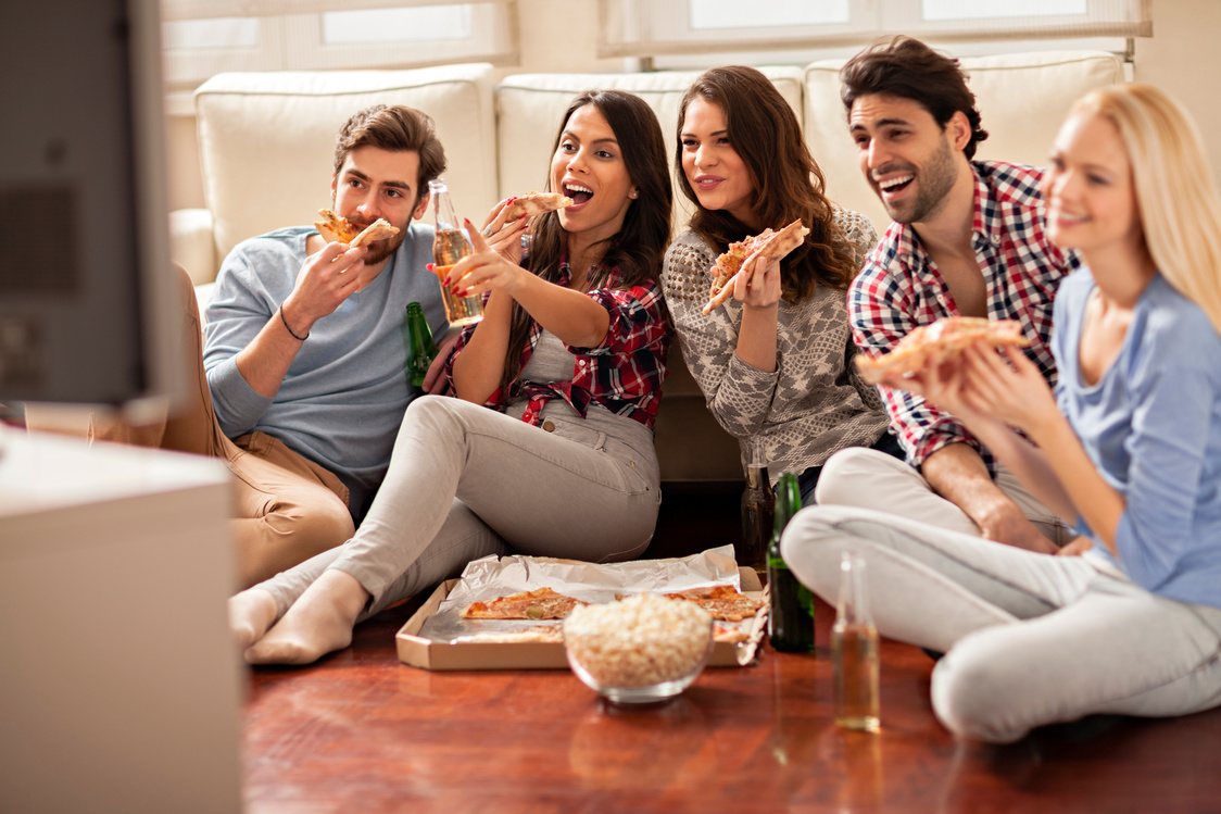 Friends watching movie